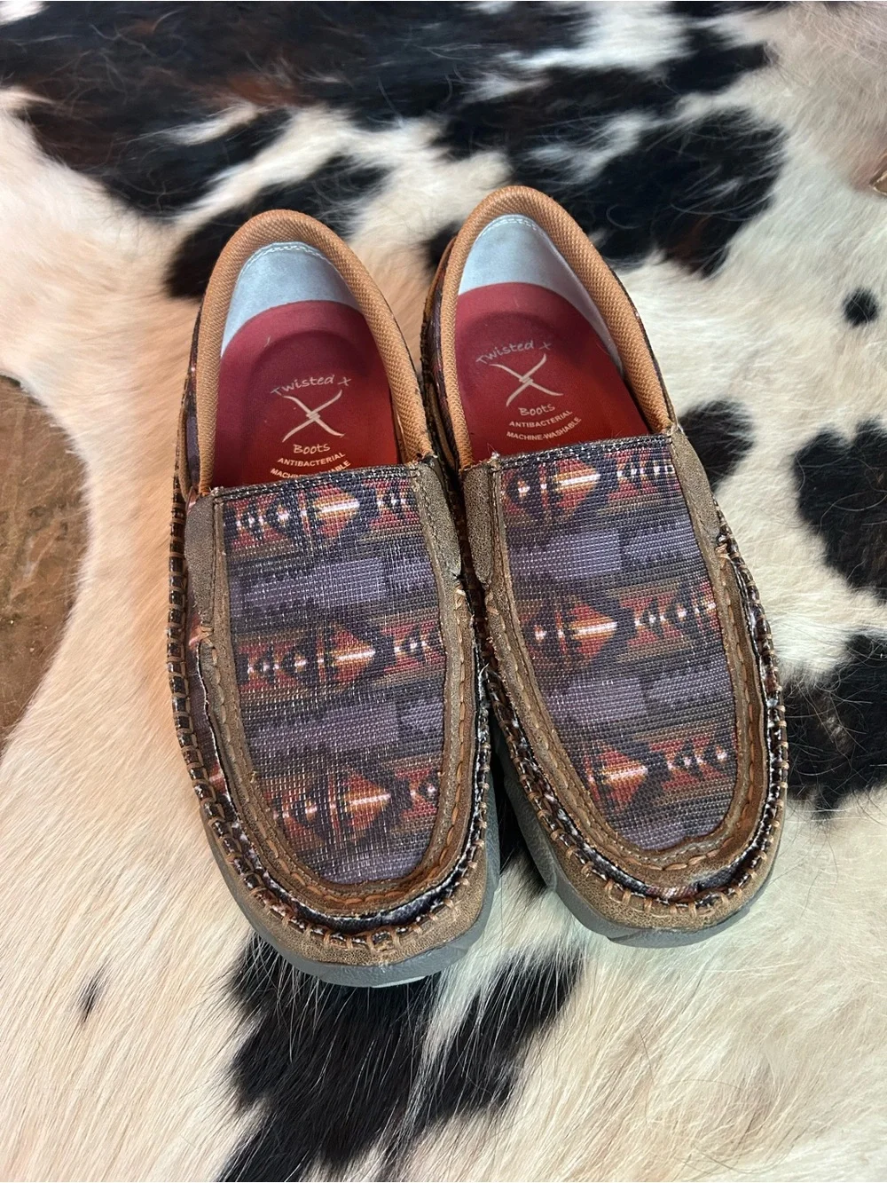 Twisted X Brown and Gray Patterned Slip-On Loafers